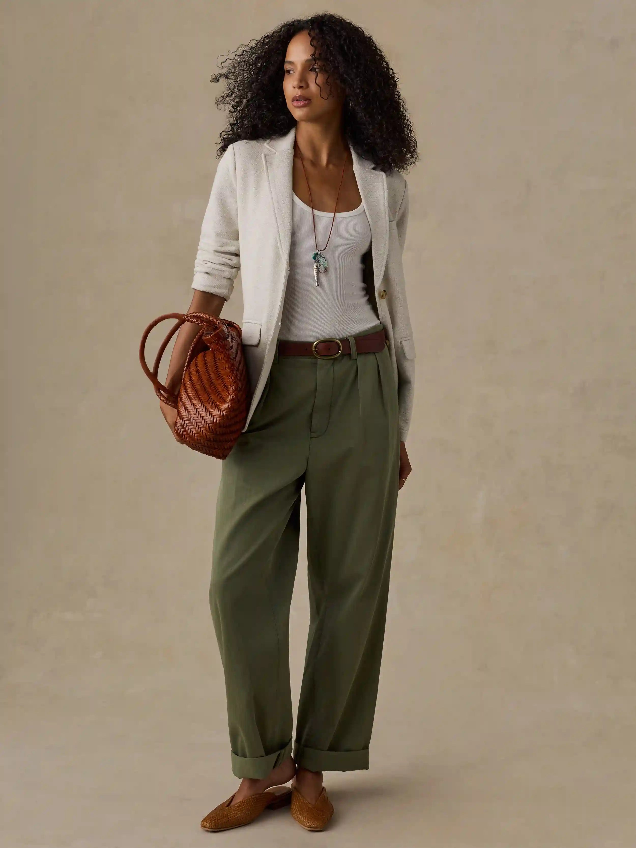 Inlet Knit Blazer - Light Oatmeal Melange
