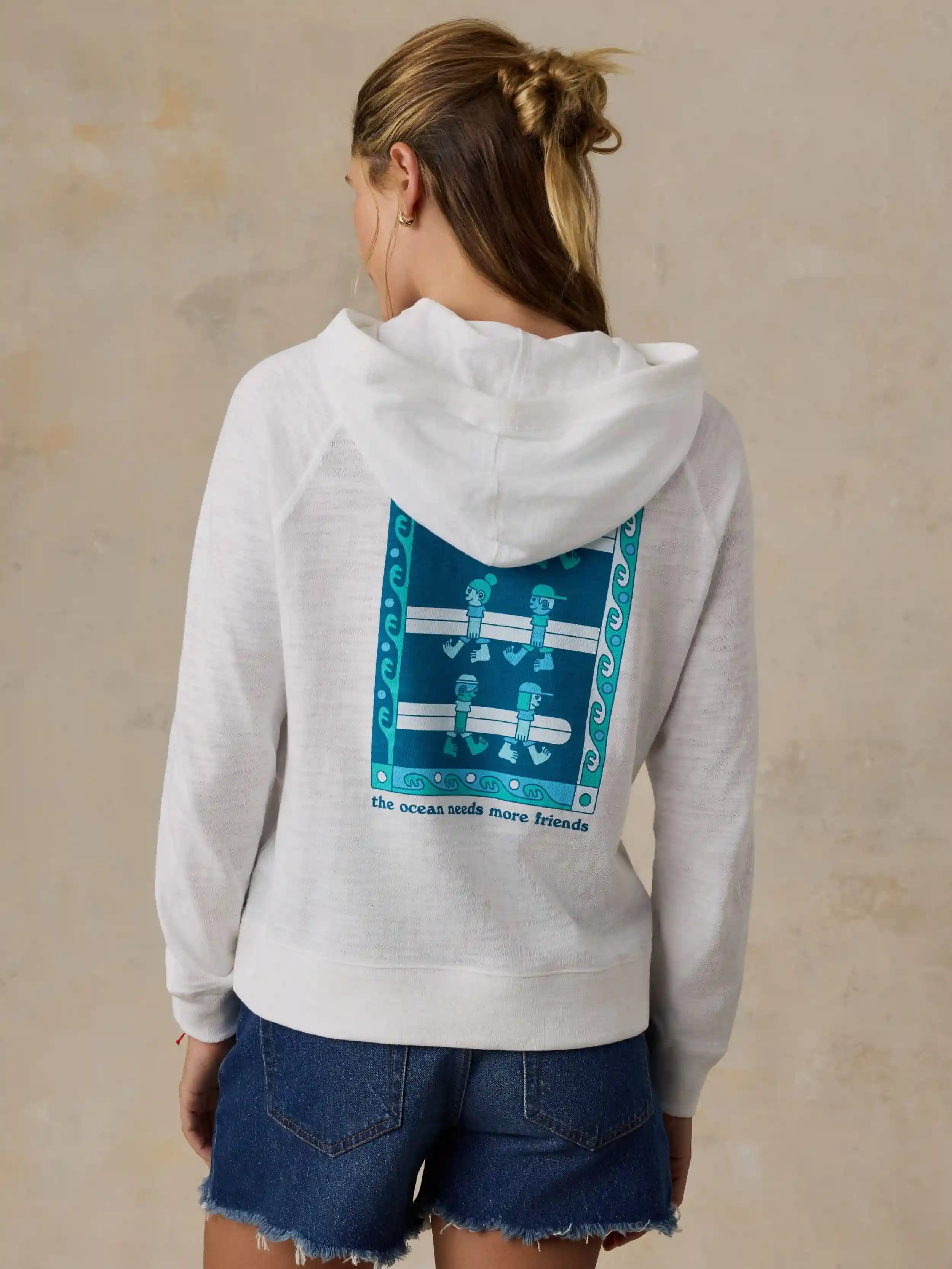 Faherty x Surfrider Sunwashed Organic Hoodie - White