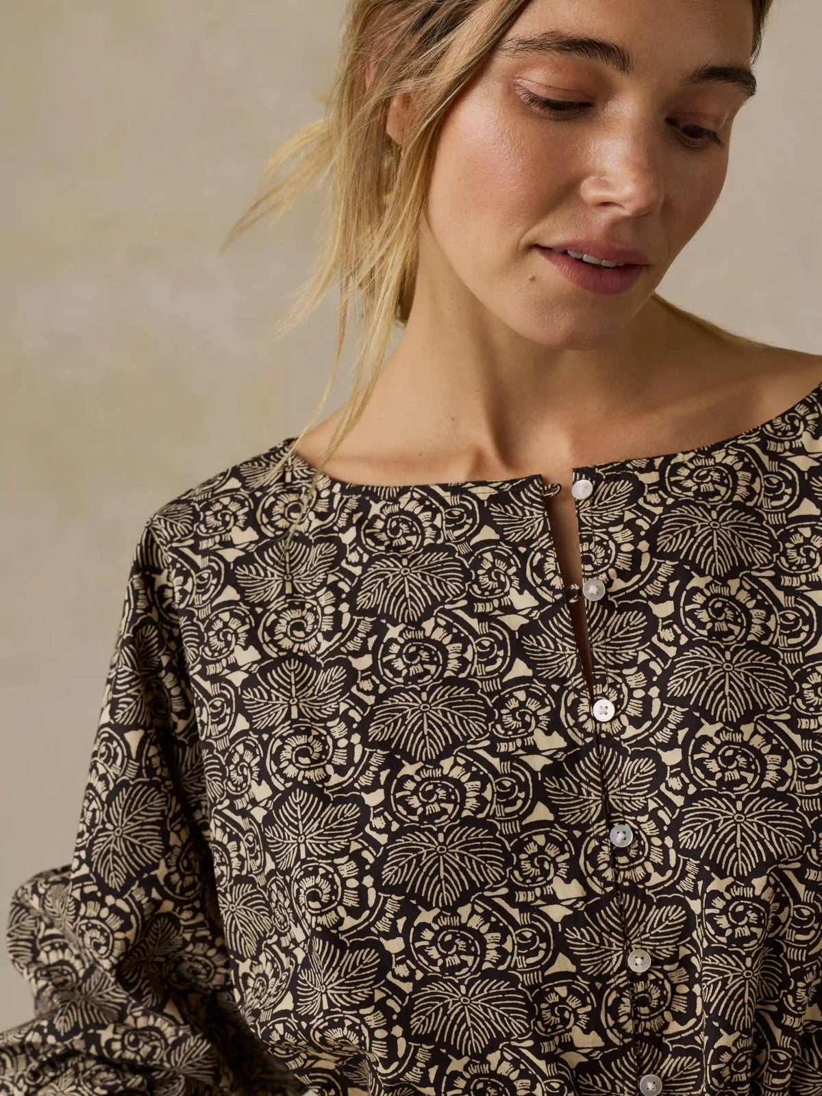 Coastal Poplin Faye Top - Night Bloom