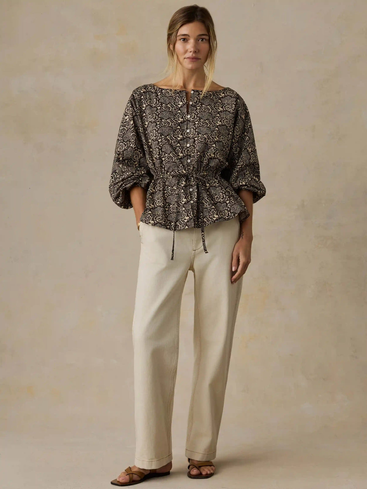 Coastal Poplin Faye Top - Night Bloom