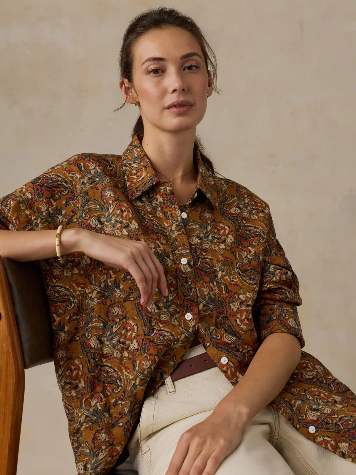 Linen Relaxed Shirt - Victorian Garden