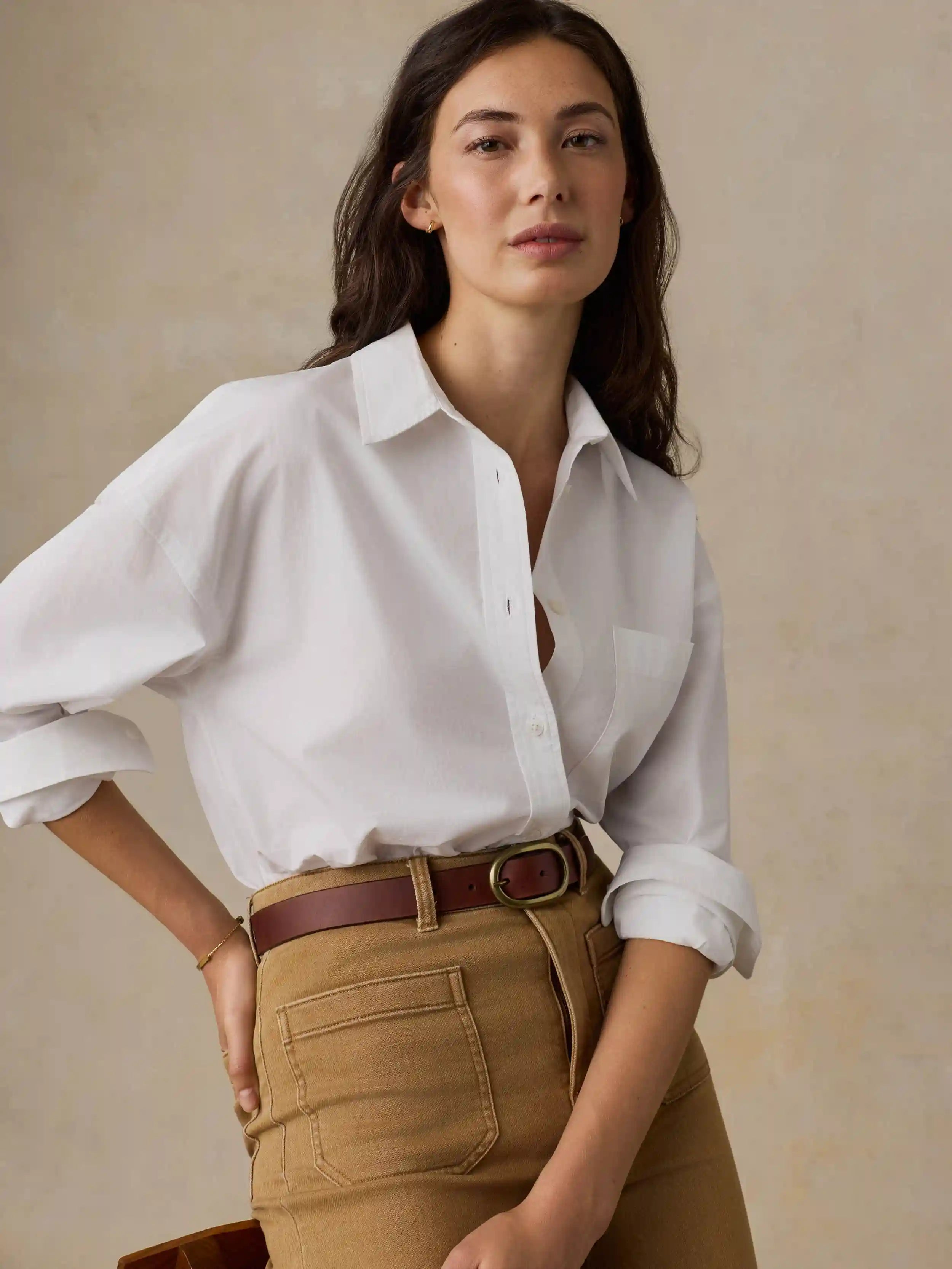 Coastal Poplin Relaxed Shirt - White