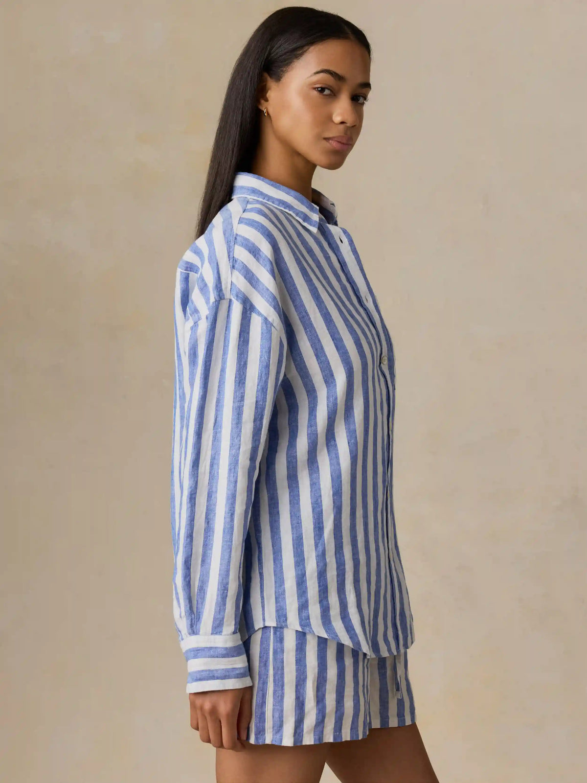 Laguna Linen Relaxed Shirt - Coastal Calm Stripe
