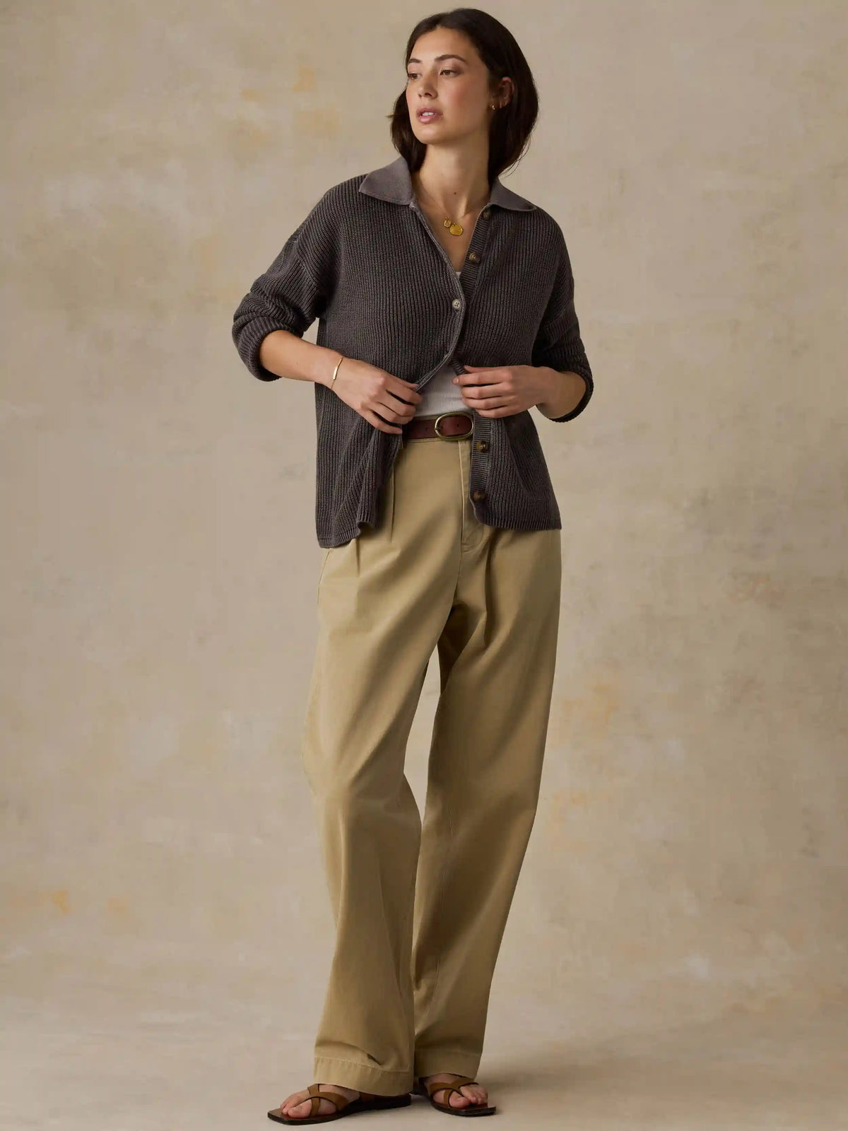 Sunwashed Cotton Sweater Polo - Chocolate Brown