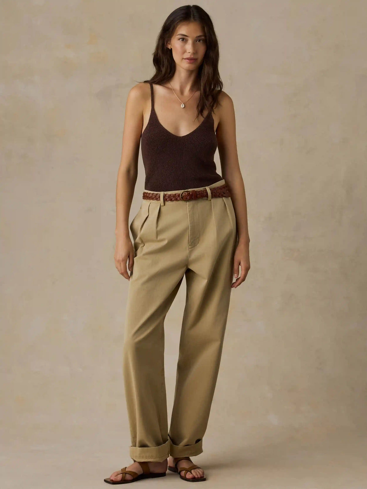 Miramar Linen Sweater Cami - French Roast