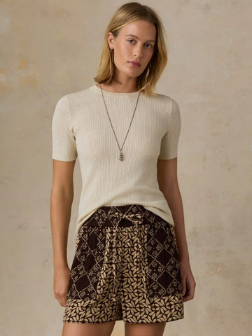 Miramar Linen Mini Rib Tee - Summer Sand