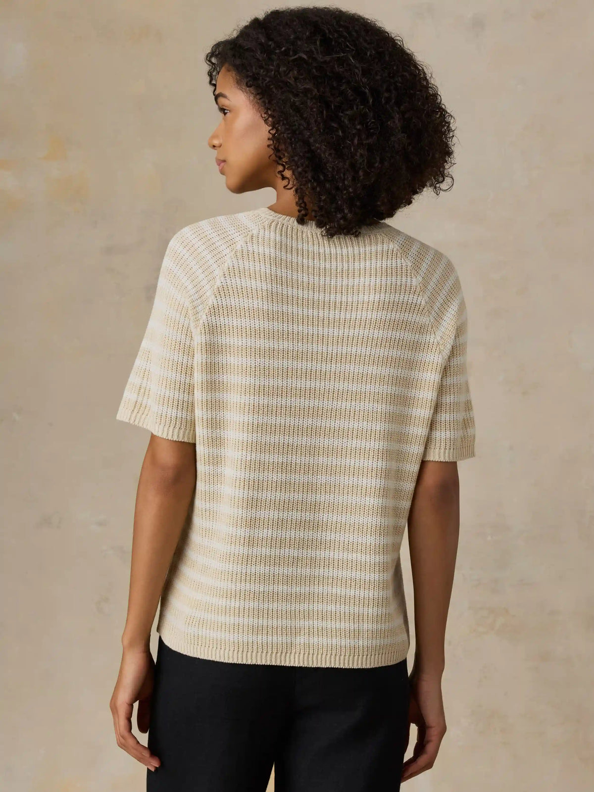 Miramar Linen Tee - Sand Lines