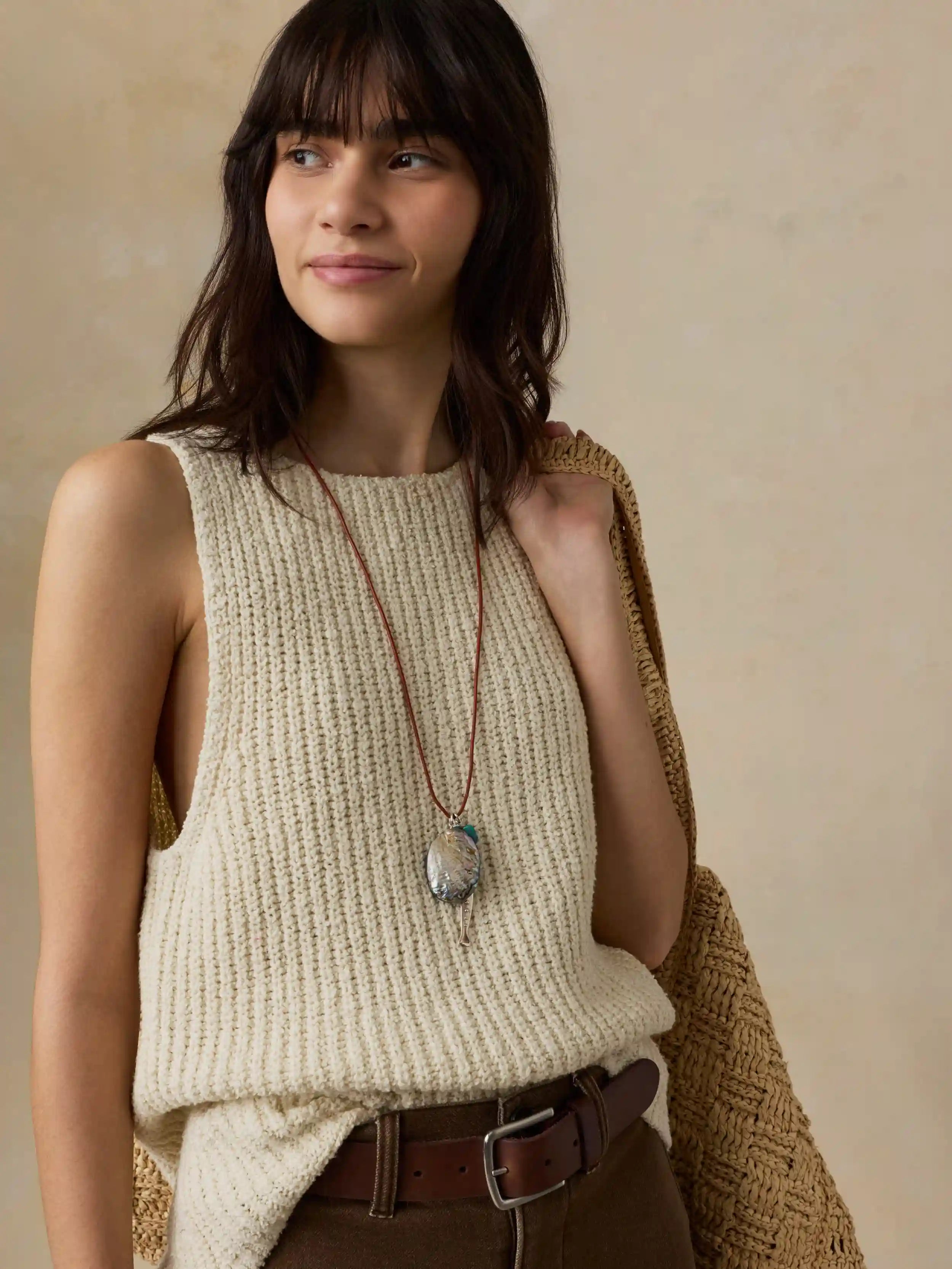 Hamptons Sweater Tank - Cream